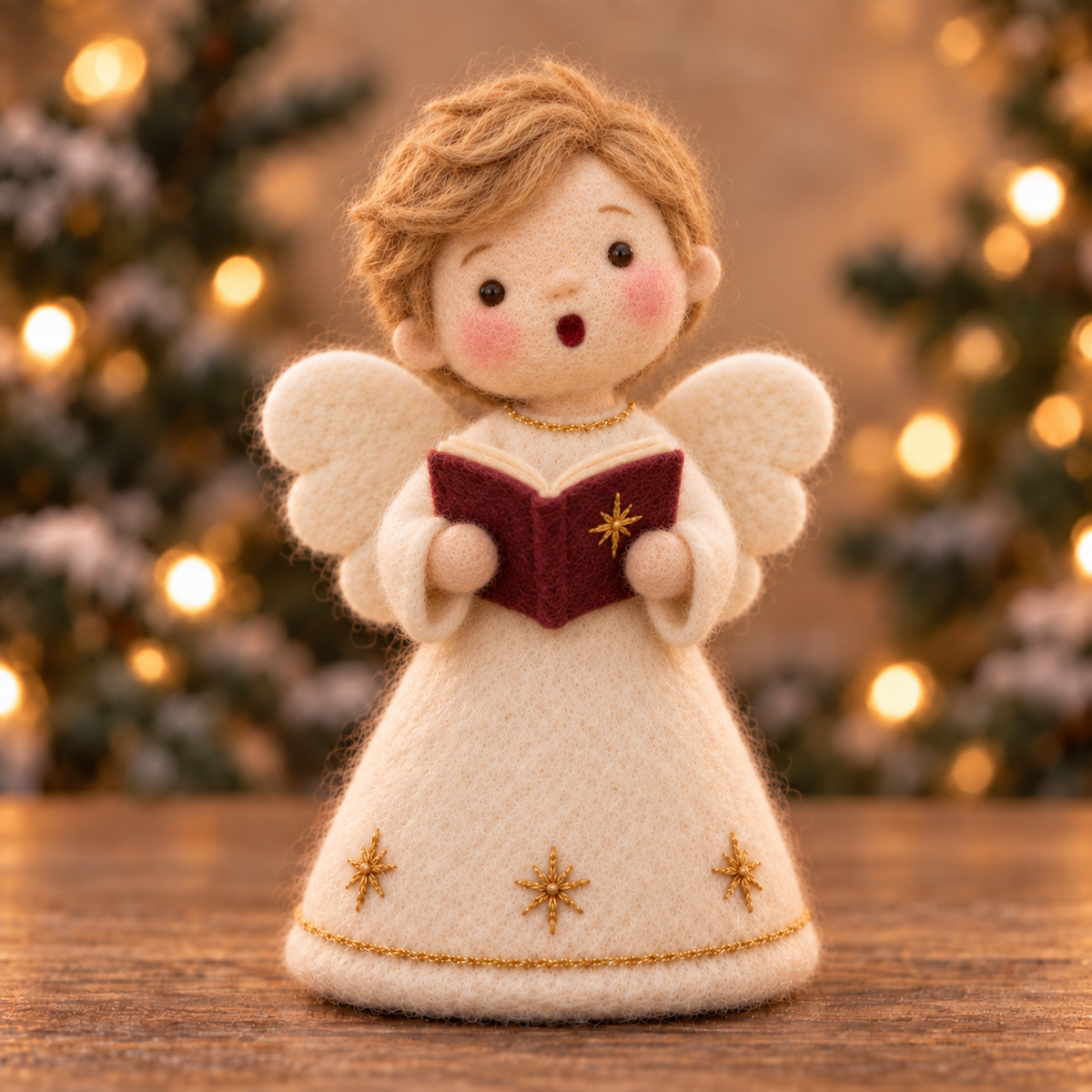 Pip, Carol Boy in Christmas Angel Boys, handmade needle-felted Christmas decor