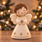 Holly, Prayer Boy in Christmas Angel Boys, handmade needle-felted Christmas decor