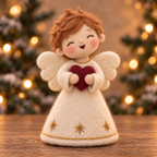 Noel, Heart Boy in Christmas Angel Boys, handmade needle-felted Christmas decor