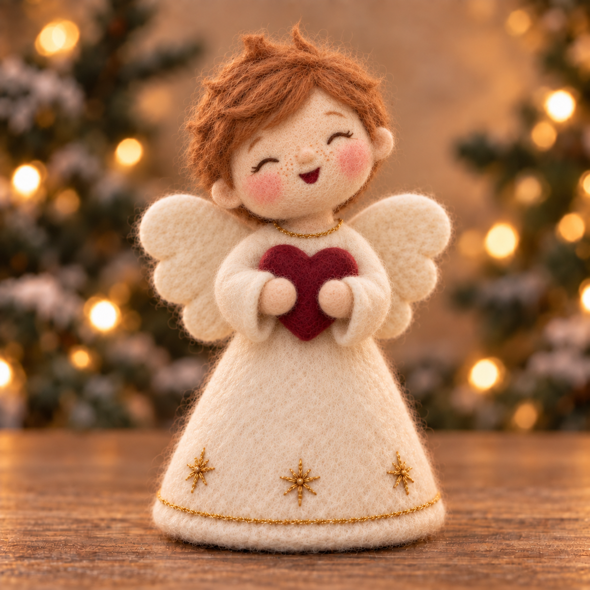 Noel, Heart Boy in Christmas Angel Boys, handmade needle-felted Christmas decor