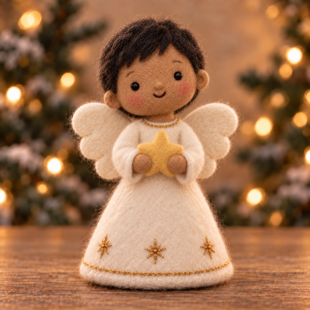 Juniper, Star Boy in Christmas Angel Boys, handmade needle-felted Christmas decor