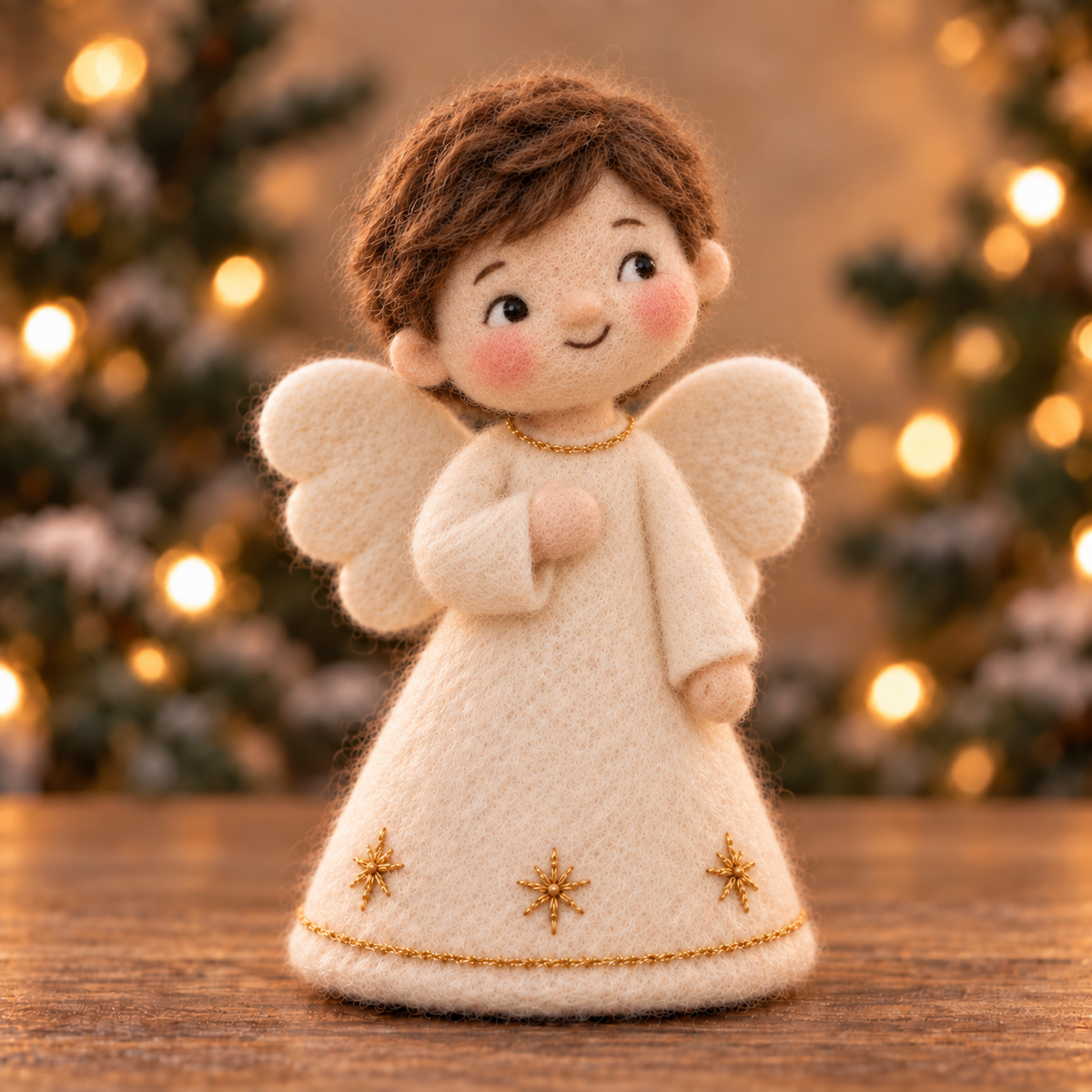 Robin, Shy Boy in Christmas Angel Boys, handmade needle-felted Christmas decor