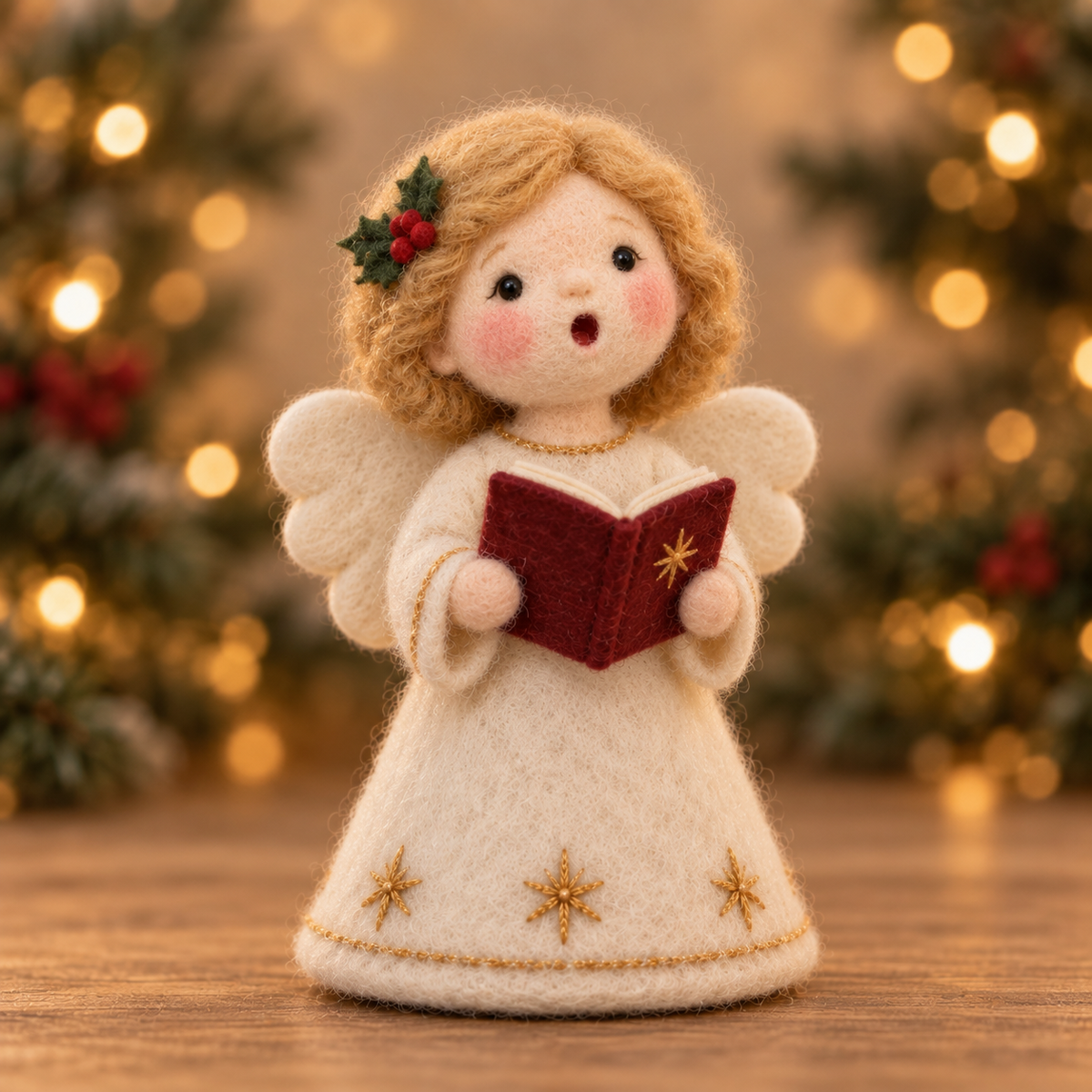 Pip, Carol in Christmas Angel Girls, handmade needle-felted Christmas decor