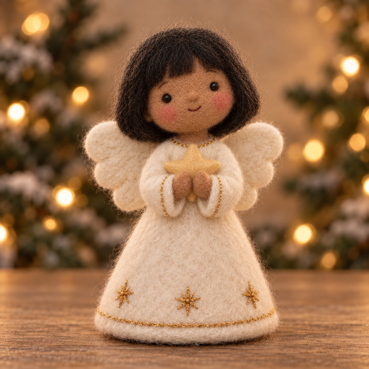 Juniper, Star in Christmas Angel Girls, handmade needle-felted Christmas decor