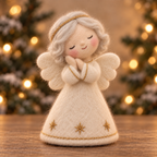 Tinsel, Sleep in Christmas Angel Girls, handmade needle-felted Christmas decor