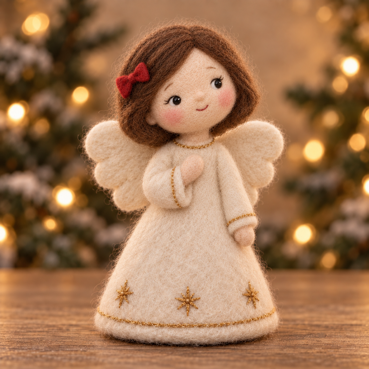 Robin, Shy in Christmas Angel Girls, handmade needle-felted Christmas decor