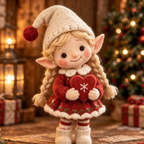 Holly, Christmas Elf 2 in Christmas Elf Parade, handmade needle-felted Christmas decor