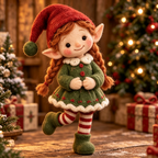 Juniper in Christmas Elf Parade, handmade needle-felted Christmas decor