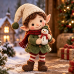 Tinsel in Christmas Elf Parade, handmade needle-felted Christmas decor
