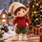 Robin in Christmas Elf Parade, handmade needle-felted Christmas decor