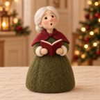 Holly in Christmas Grandmother Friends, handmade needle-felted Christmas decor