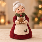Juniper in Christmas Grandmother Friends, handmade needle-felted Christmas decor