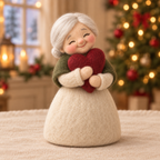 Robin in Christmas Grandmother Friends, handmade needle-felted Christmas decor