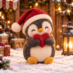 Pip in Christmas Penguin Friends, handmade needle-felted Christmas decor