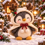 Willa in Christmas Penguin Friends, handmade needle-felted Christmas decor