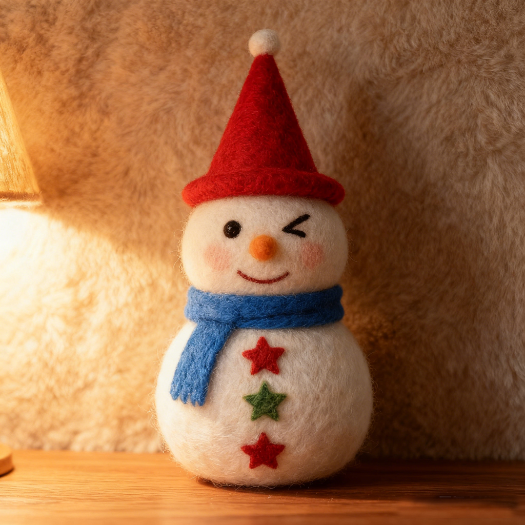 Holly in Christmas Snowman Friends, handmade needle-felted Christmas decor
