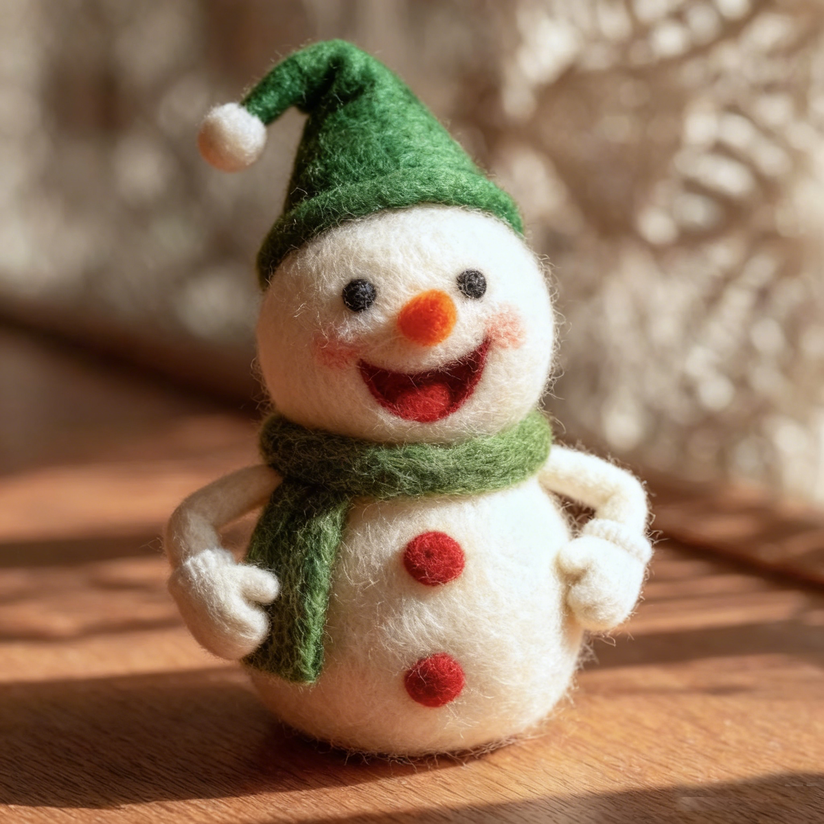 Tinsel in Christmas Snowman Friends, handmade needle-felted Christmas decor