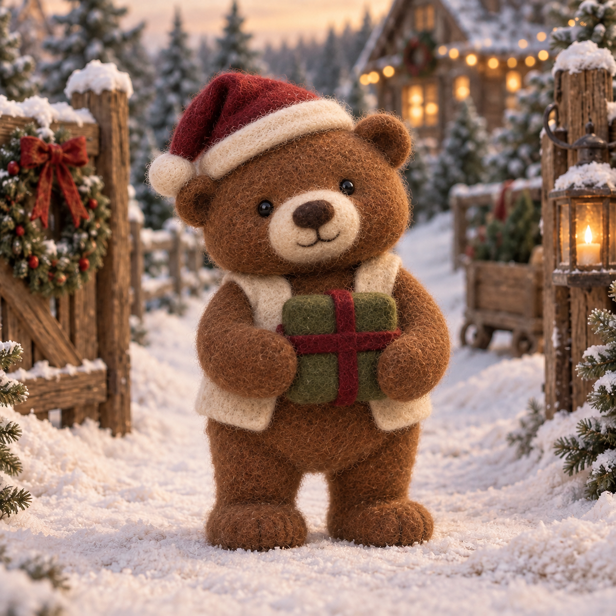 Noel, Gift in Christmas Teddy Moments, handmade needle-felted Christmas decor