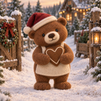 Merry, Gingerbread in Christmas Teddy Moments, handmade needle-felted Christmas decor