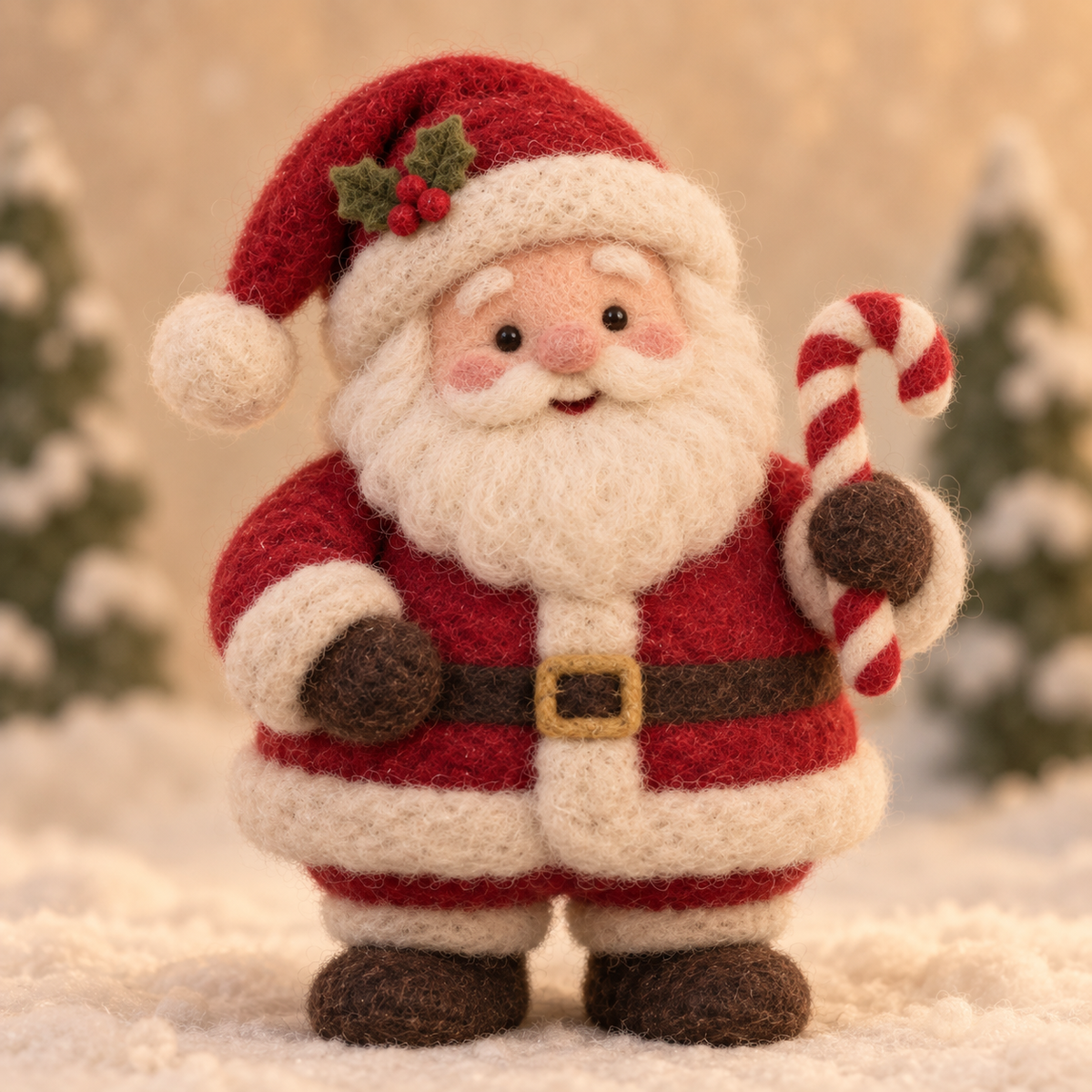 Pip in Santa's Winter Moments, handmade needle-felted Christmas decor