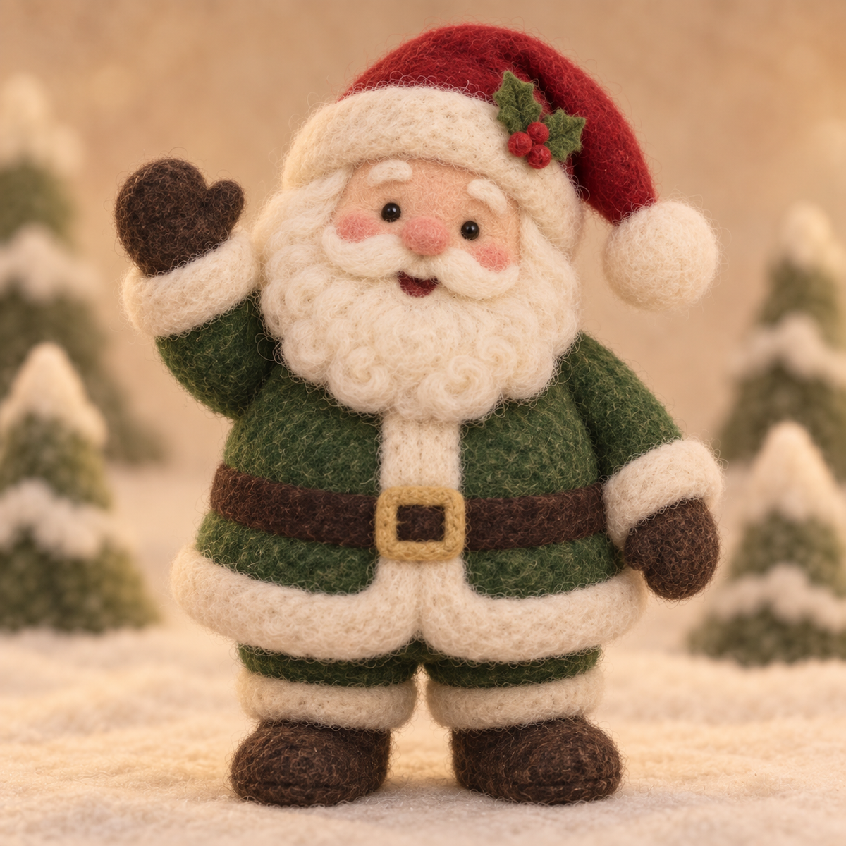 Holly in Santa's Winter Moments, handmade needle-felted Christmas decor