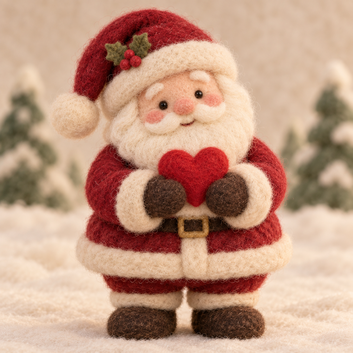 Merry in Santa's Winter Moments, handmade needle-felted Christmas decor