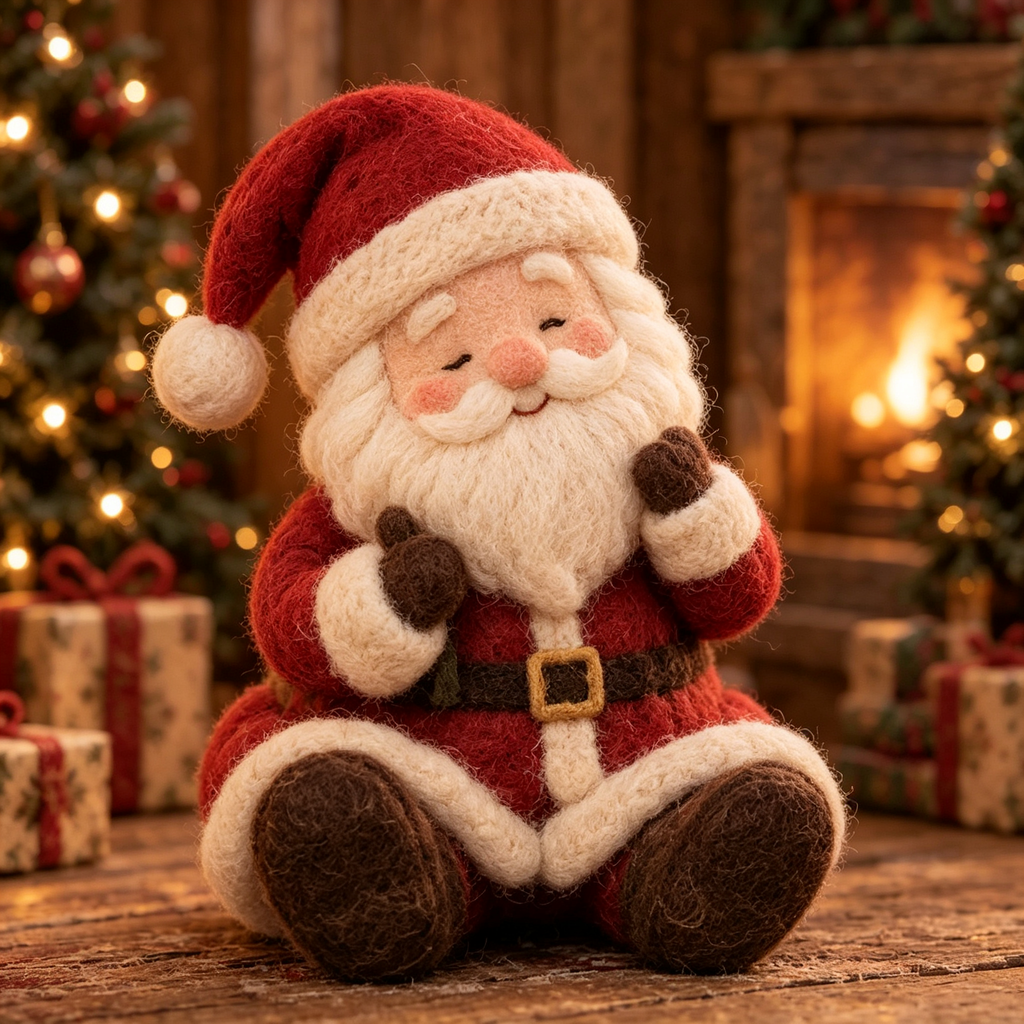 Willa in Santa's Winter Moments, handmade needle-felted Christmas decor